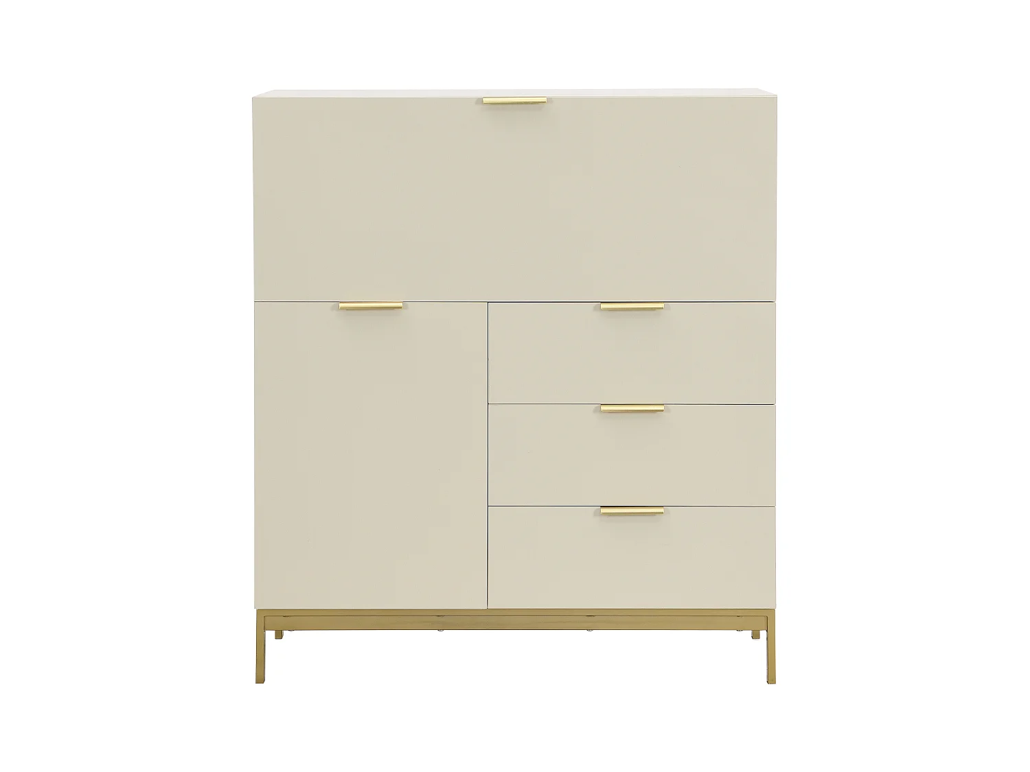 Sekretær med 2 låger og 3 skuffer - MDF og metal - Beige - ERWIN