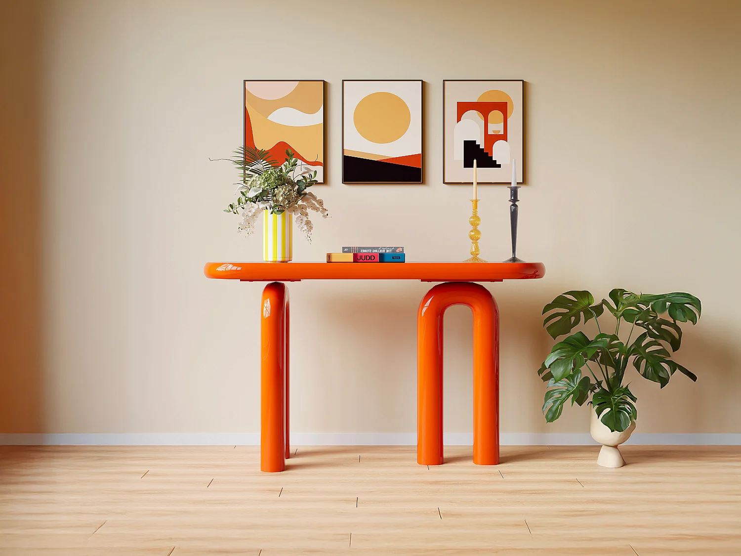 Console en MDF - Orange laqué - ZESTORIO