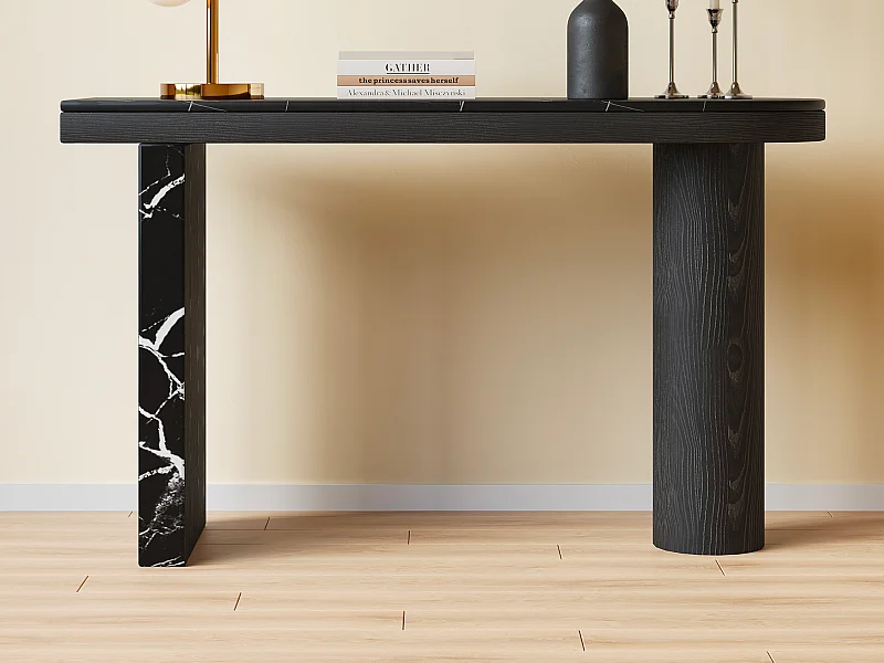 Console en marbre et MDF - Noir - LOUNARCA
