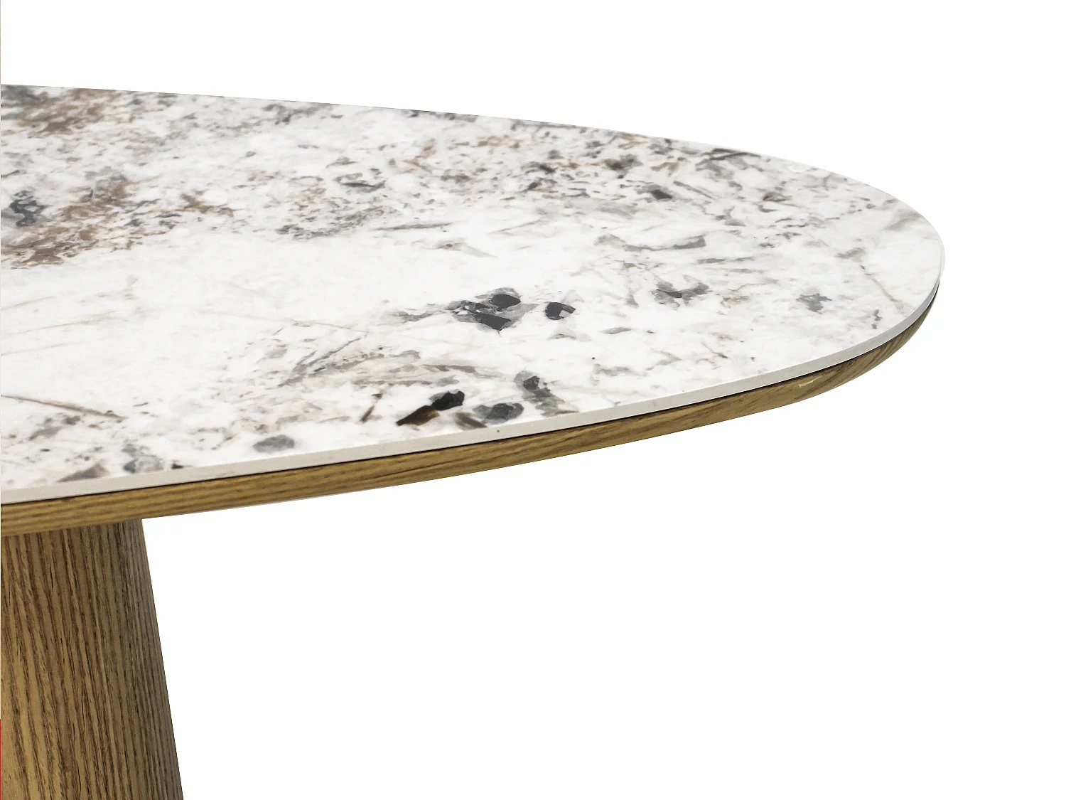 Console en céramique et MDF - Naturel et effet marbre blanc - MODREYO