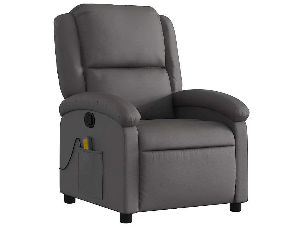 Fauteuil de massage inclinable gris cuir véritable