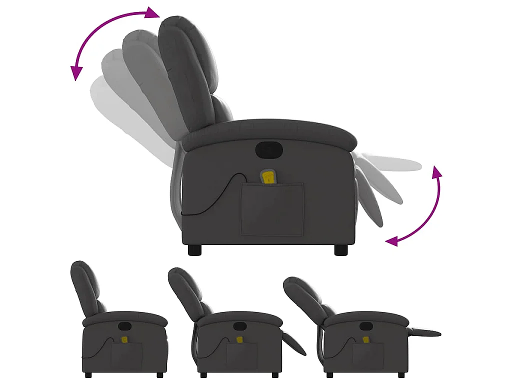Fauteuil de massage inclinable gris cuir véritable
