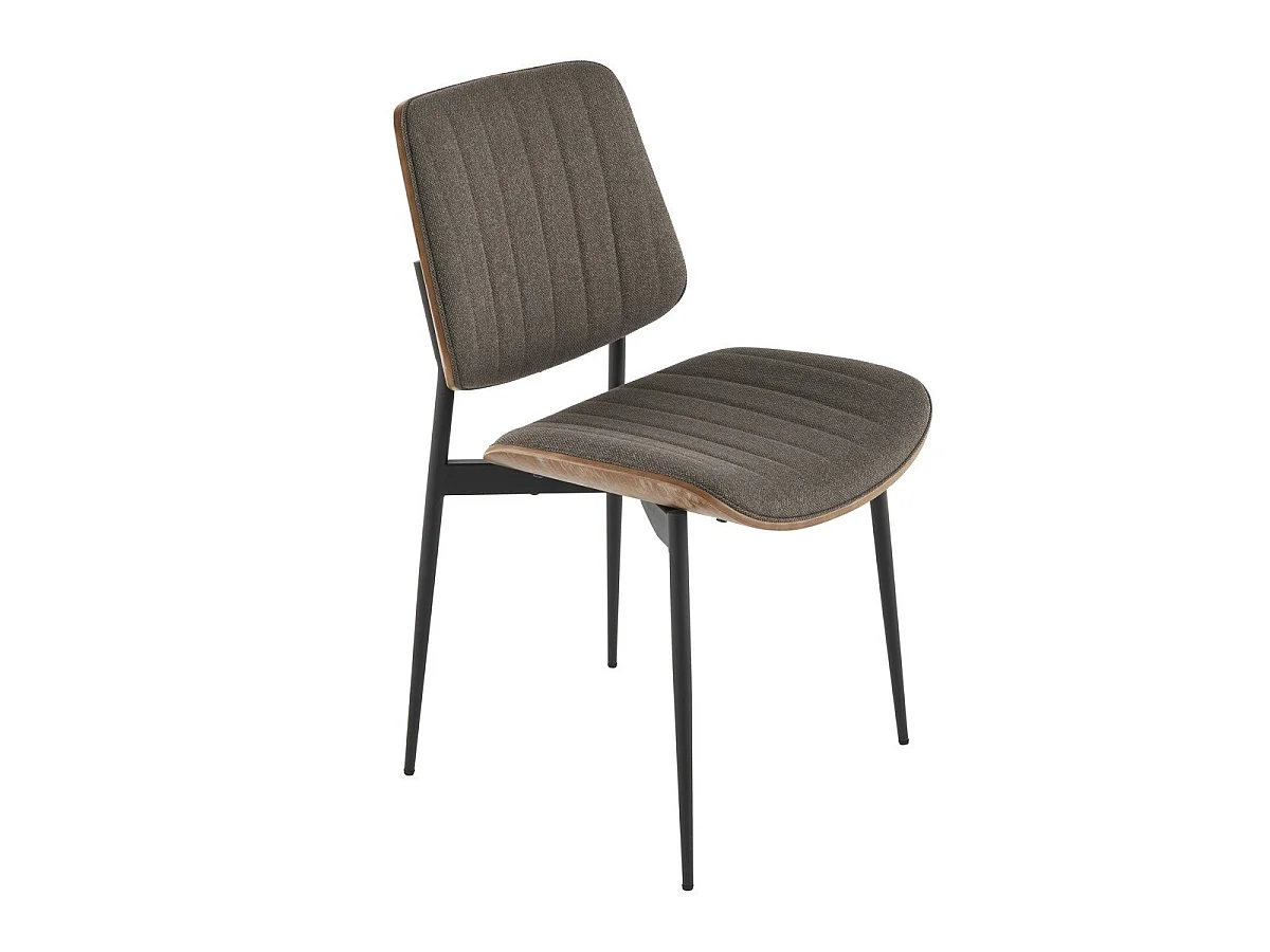 Lot de 2 chaises en tissu matelassé taupe H82,5 cm - GISELLE