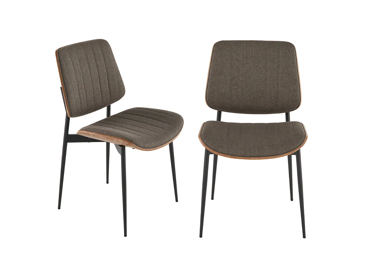 Lot de 2 chaises en tissu matelassé taupe H82,5 cm - GISELLE