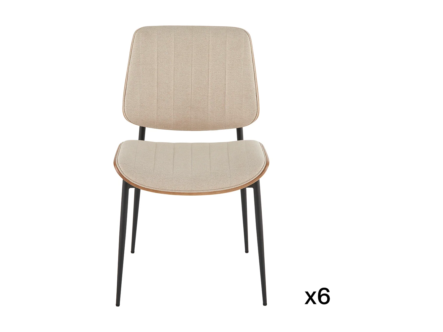 Lot de 6 chaises en tissu matelassé beige H82,5 cm - GISELLE