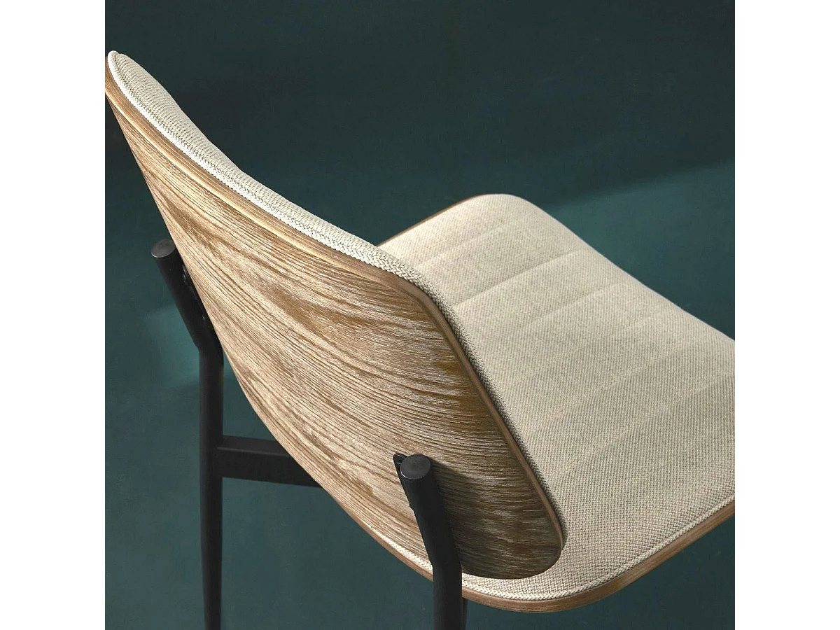 Lot de 6 chaises en tissu matelassé beige H82,5 cm - GISELLE