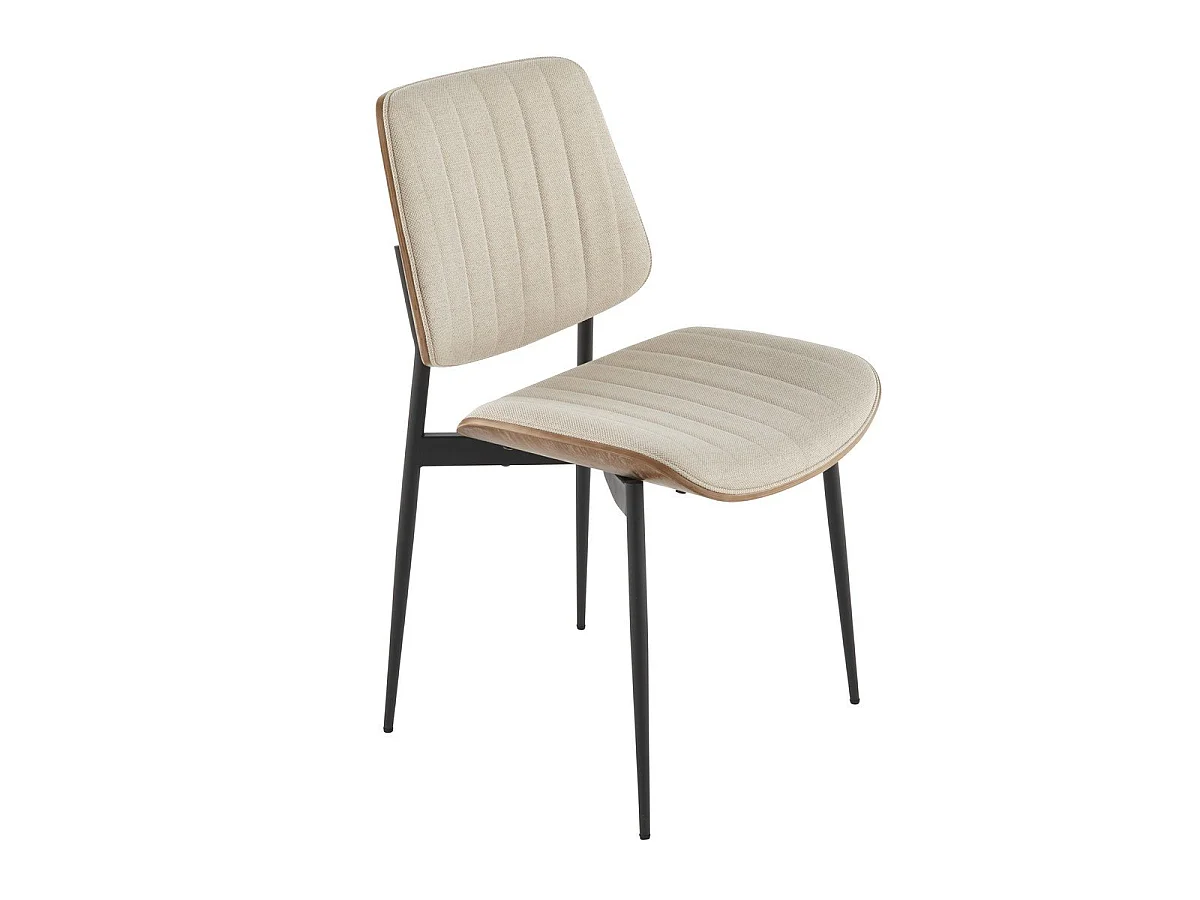 Lot de 6 chaises en tissu matelassé beige H82,5 cm - GISELLE