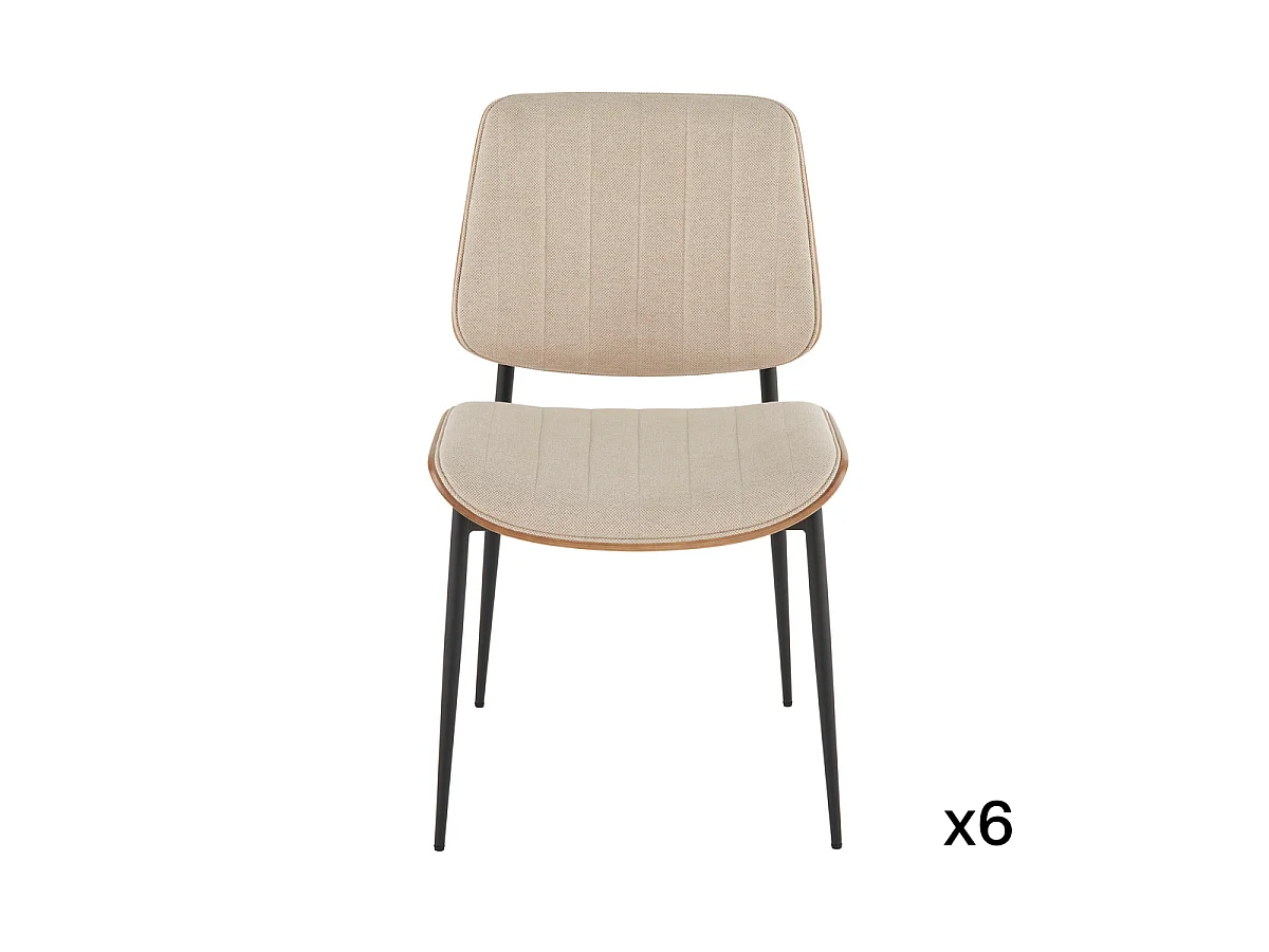 Lot de 6 chaises en tissu matelassé beige H82,5 cm - GISELLE