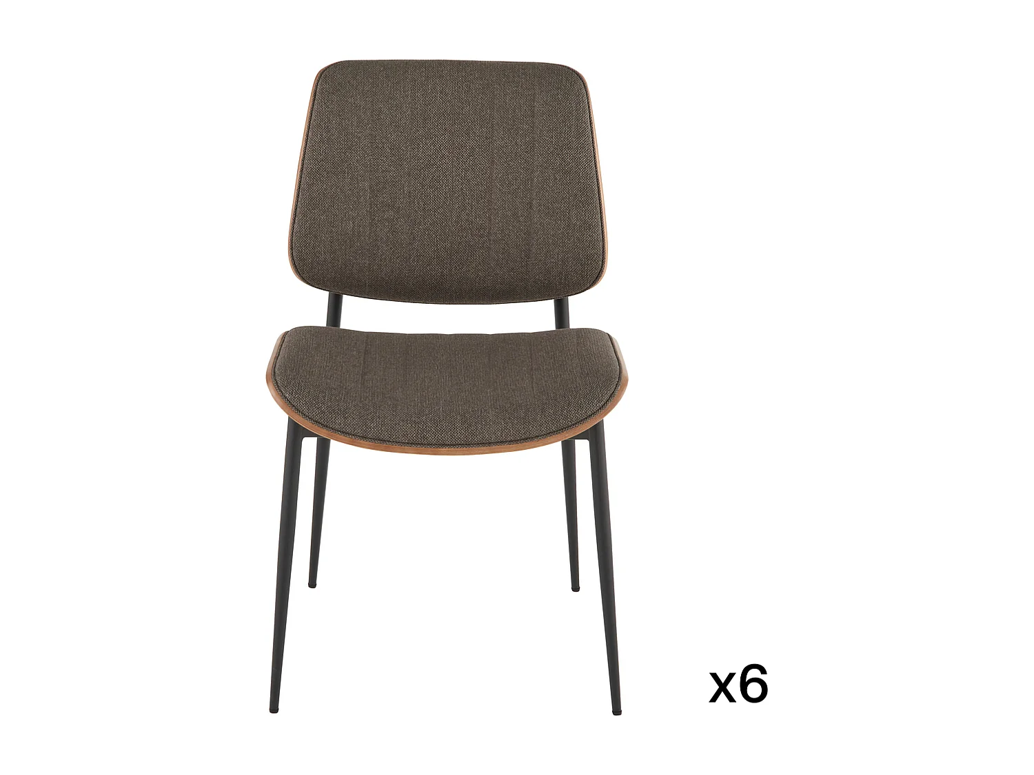 Set van 6 stoelen in taupe gewatteerde stof H82,5 cm - GISELLE