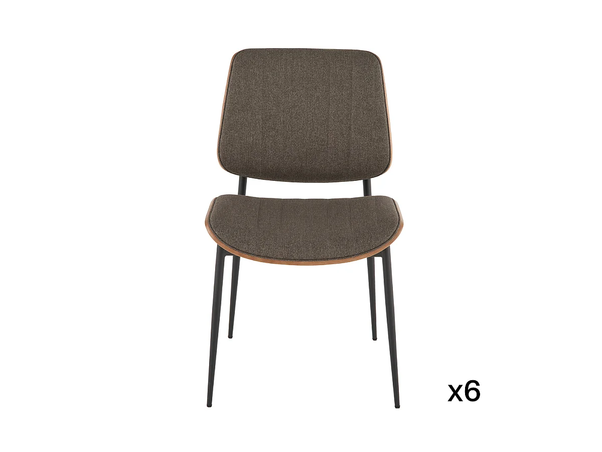 Lot de 6 chaises en tissu matelassé taupe H82,5 cm - GISELLE
