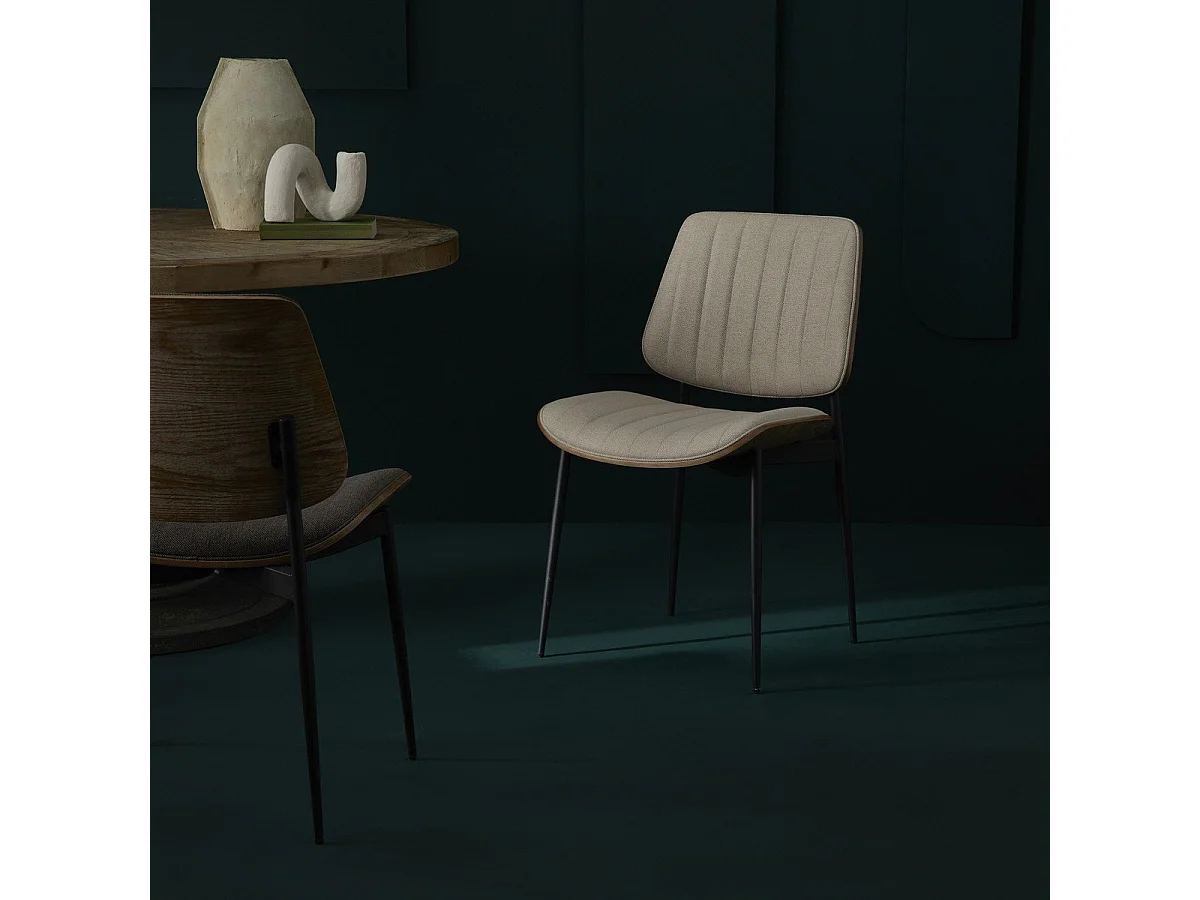 Set van 2 stoelen in beige gewatteerde stof H82,5 cm - GISELLE