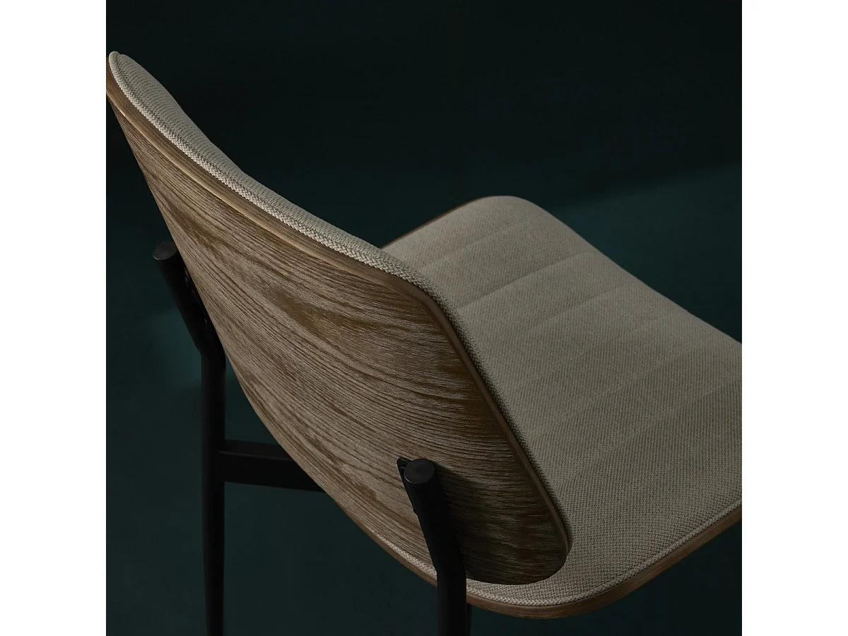 Set van 2 stoelen in beige gewatteerde stof H82,5 cm - GISELLE