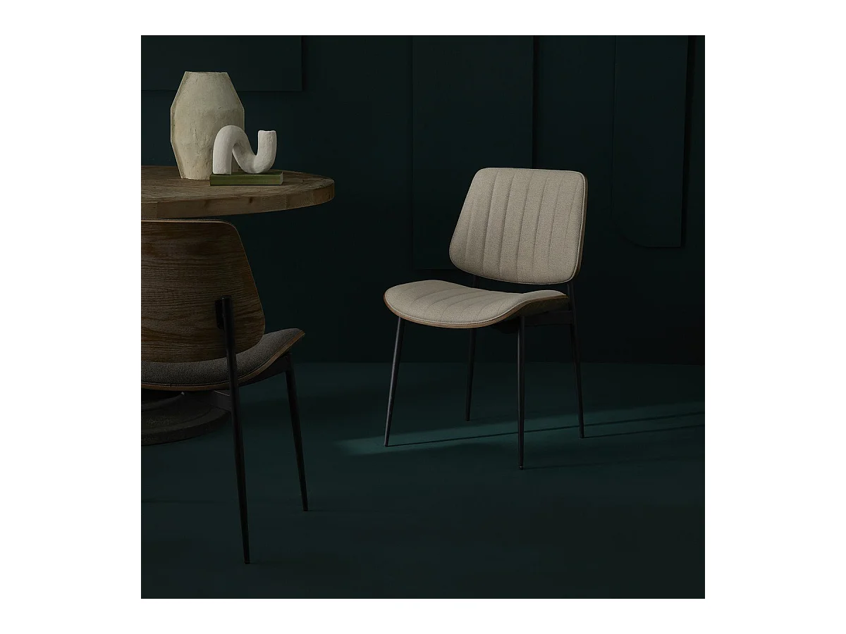 Lot de 2 chaises en tissu matelassé beige H82,5 cm - GISELLE