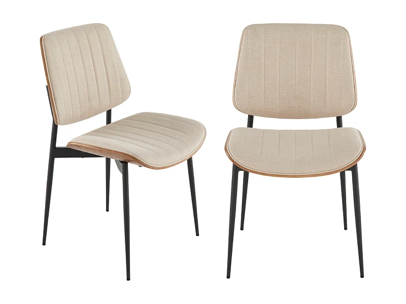 Lot de 2 chaises en tissu matelassé beige H82,5 cm - GISELLE