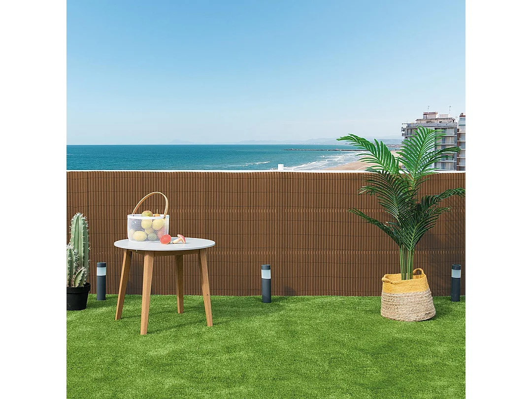 CAÑIZO PVC ESSENTIAL RECYCANE DOBLE CARA 20MM MARRON 1,5X3 M