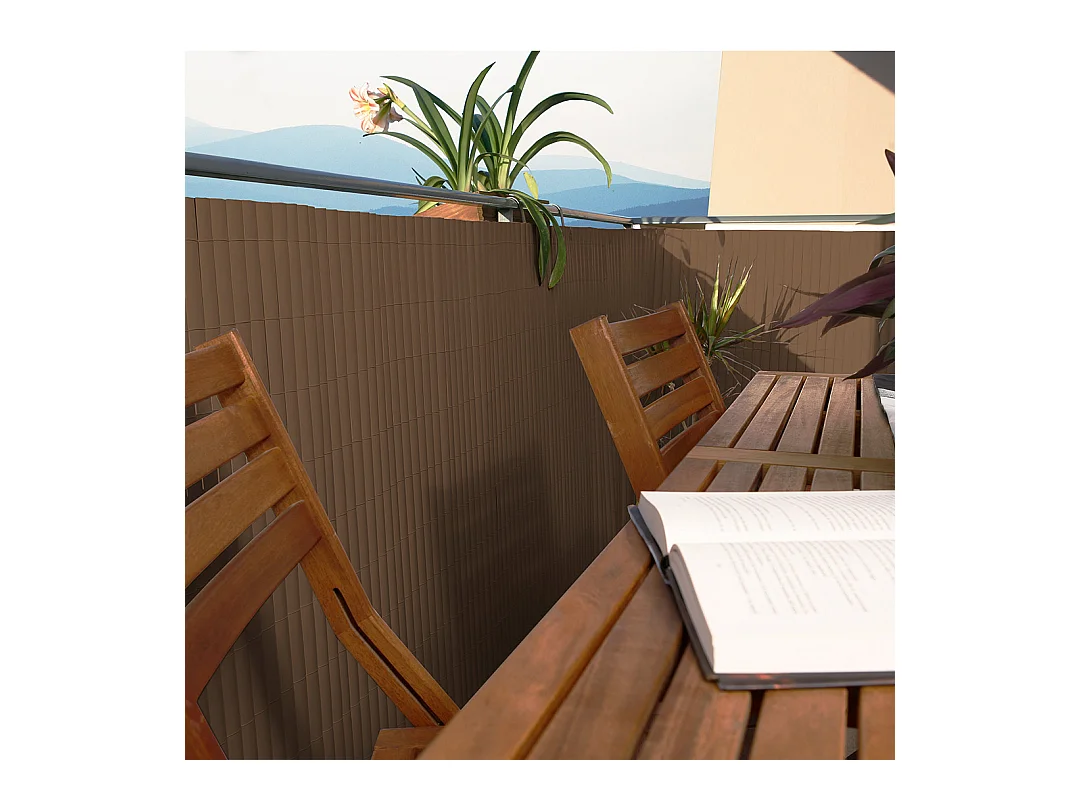 CAÑIZO PVC ELEGANCE RECYCANE DOBLE CARA 30 MM MARRÓN 2X3 M