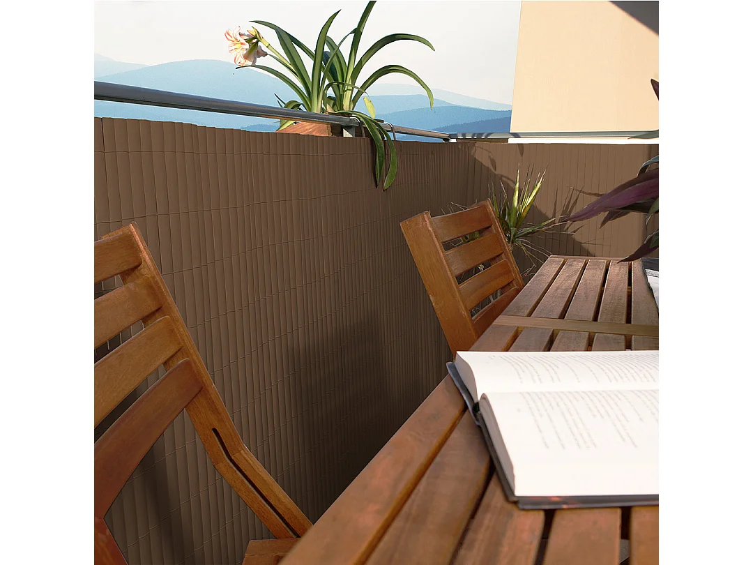 CAÑIZO PVC ELEGANCE RECYCANE DOBLE CARA 30 MM MARRÓN 2X3 M