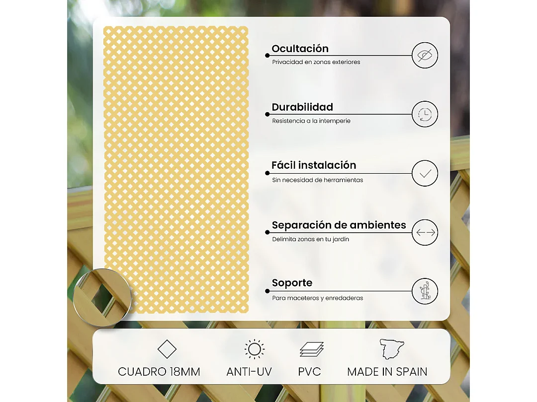 Celosía fija pvc marfil 18 mm nortene 0.8 X 1.15 M