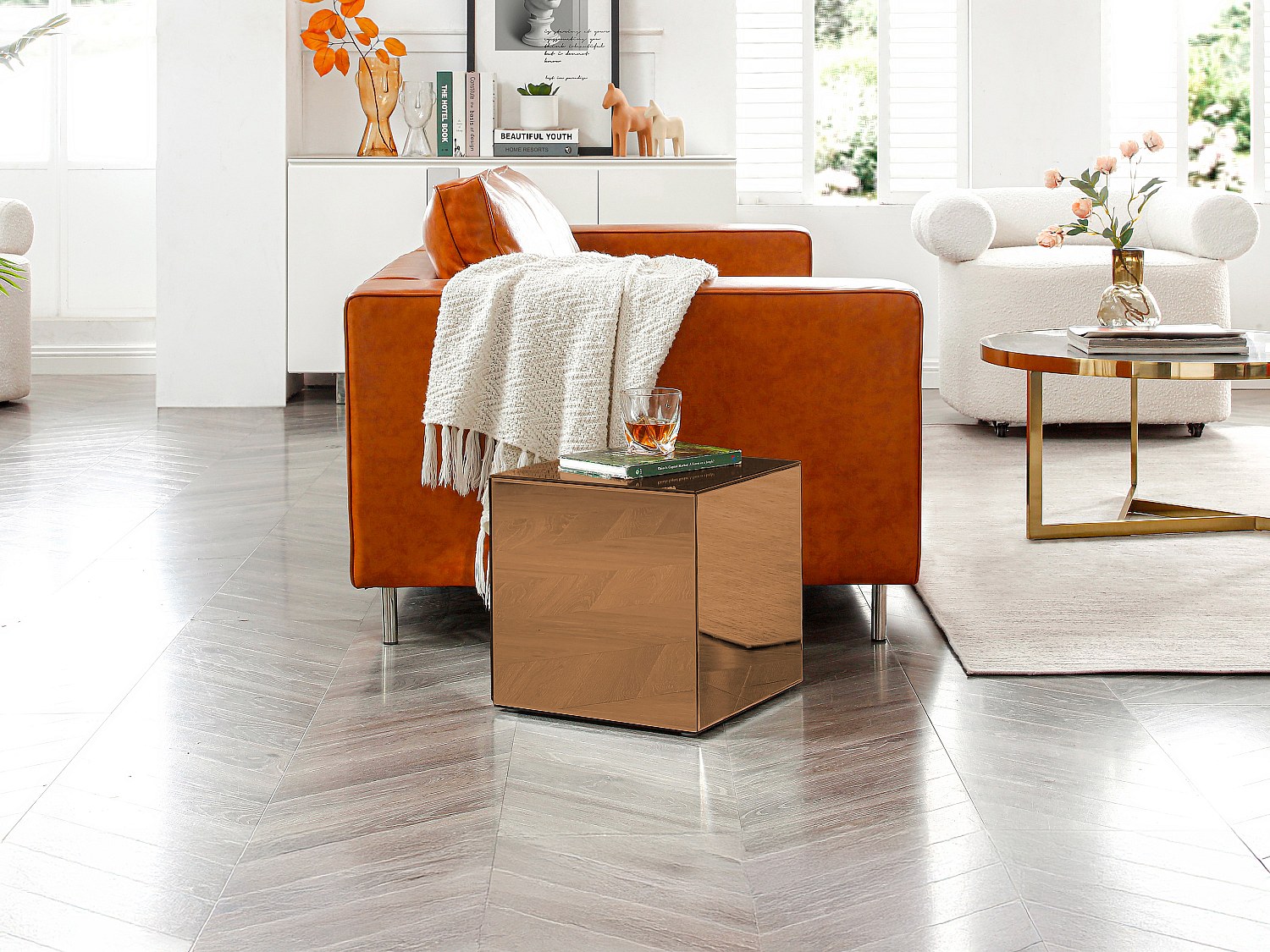 Beistelltisch mit Rauchspiegelglas und MDF - Braun - CUBIX von Pascal MORAB günstig online kaufen