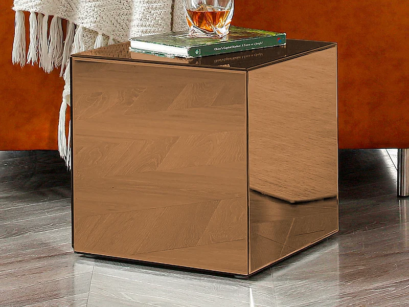 Table d'appoint en miroir fumé et MDF - Marron - CUBIX de Pascal MORABITO