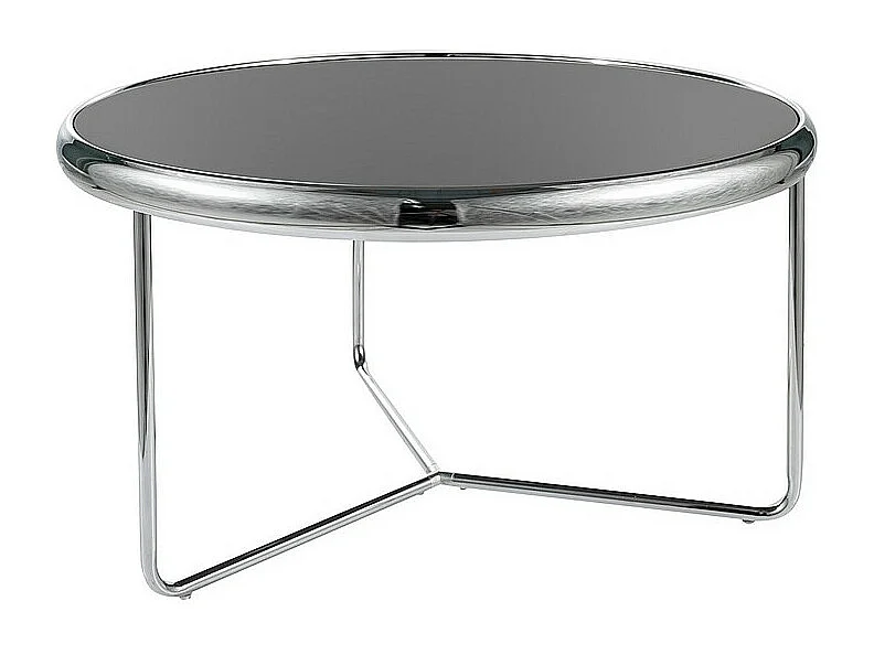 Table basse ronde "Scarlet" - Noir - Noir/Argenté - D 74 x H 40 cm