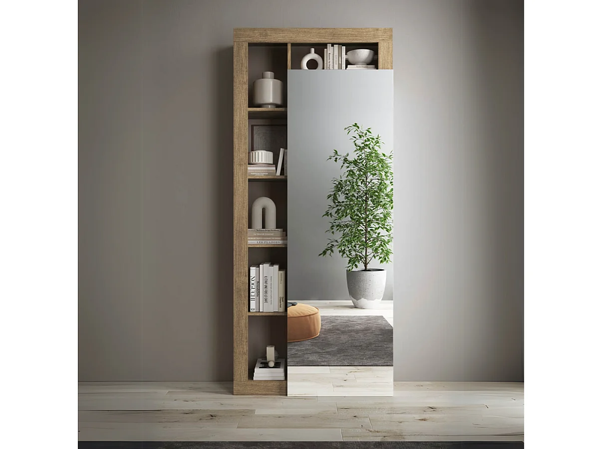 Armoire de rangement 1 porte avec miroir  H210 cm - HAMBURG