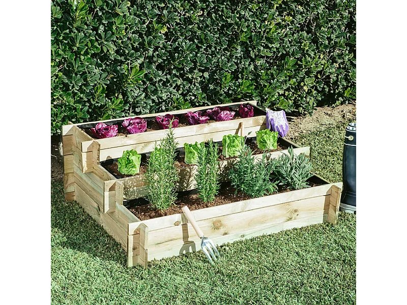 HUERTO URBANO 3 ALTURAS STEPNATURE 113X88X40 CM