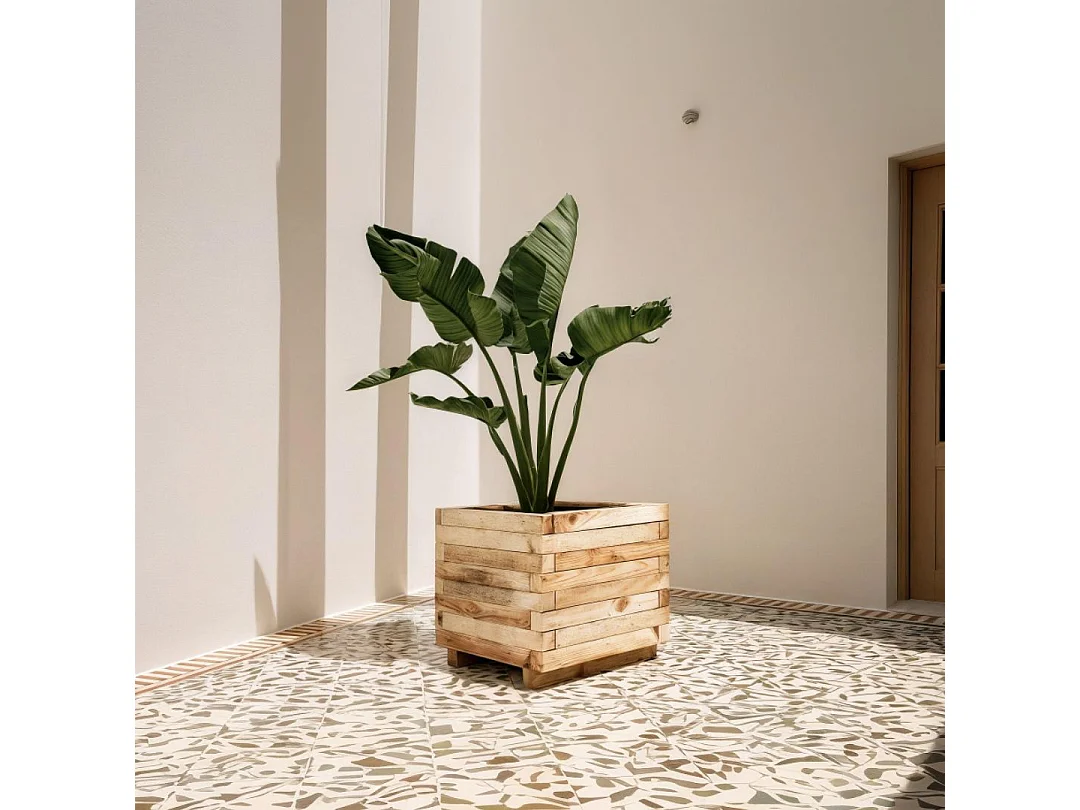 Jardinera cuadrada 50x50x40 cm madera de pino 50 X 50CM