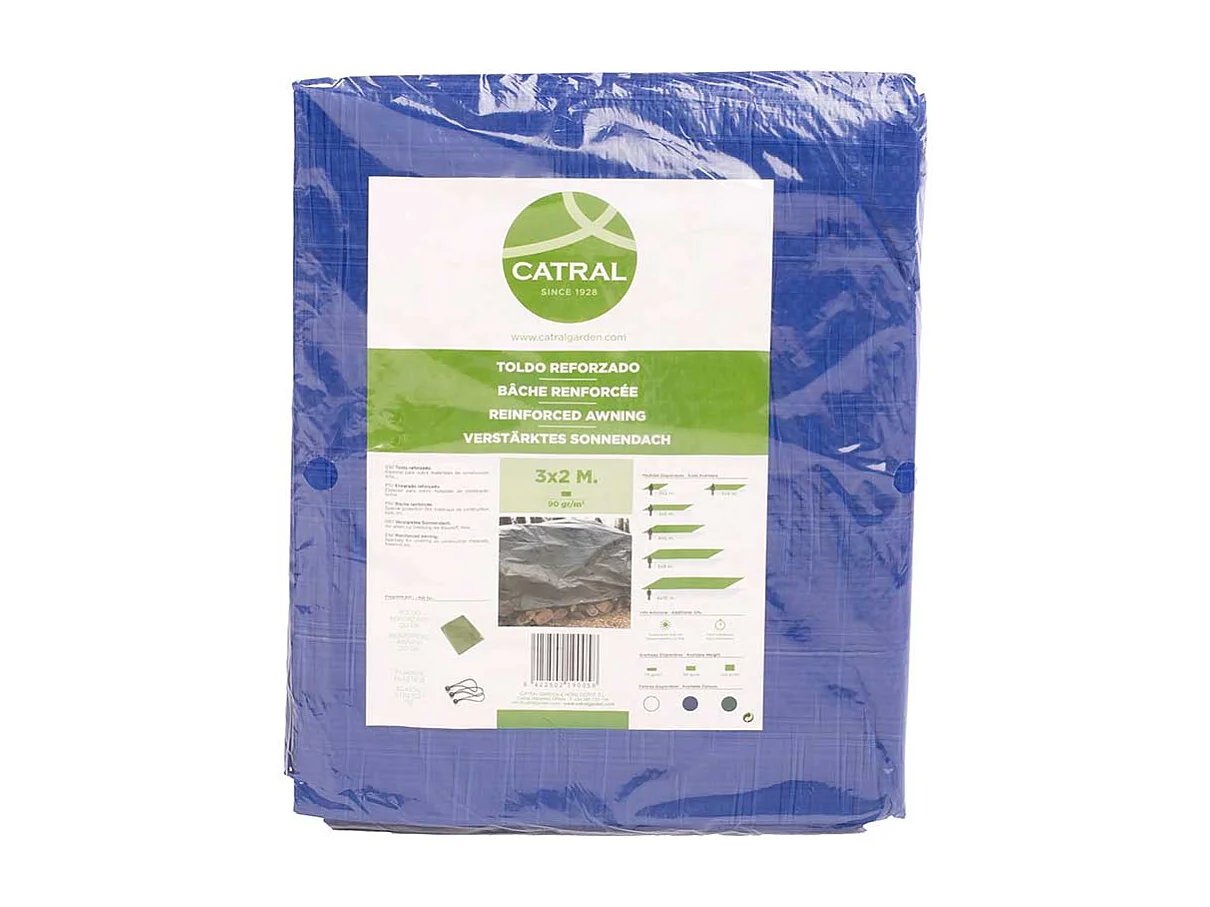 TOLDO REFORZADO POLIETILENO AZUL 90 GR 3X4M