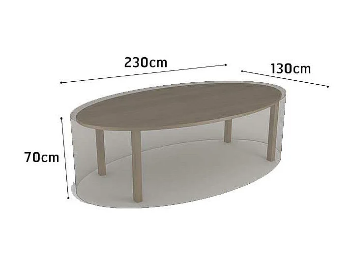 Housse de protection pour table ovale COVERTOP - Taupe - 230 x 130 x 70 cm
