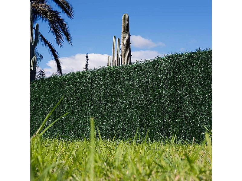 Seto Artificiale Denso Massima Occultazione Catral Garden 42 Aste PVC Verde Bicolore Resistente UV Pioggia Giardino Terrazza Piscina