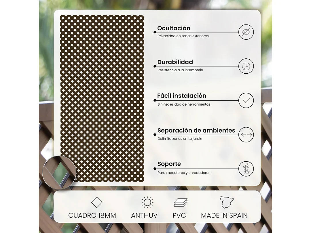 Celosía fija pvc marrón 18 mm 0.6 X 1.15 M