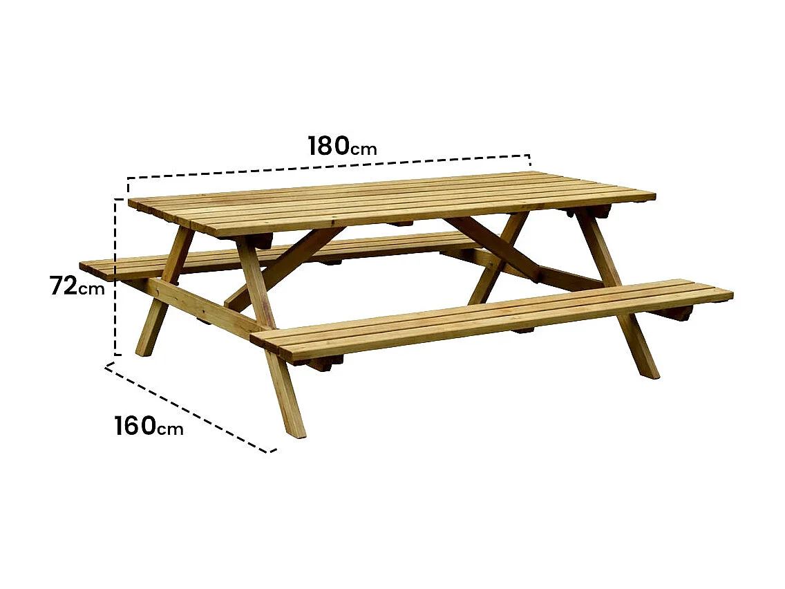 Mesa picnic superior 180x160x71 cm nortene 180X160X71 CM