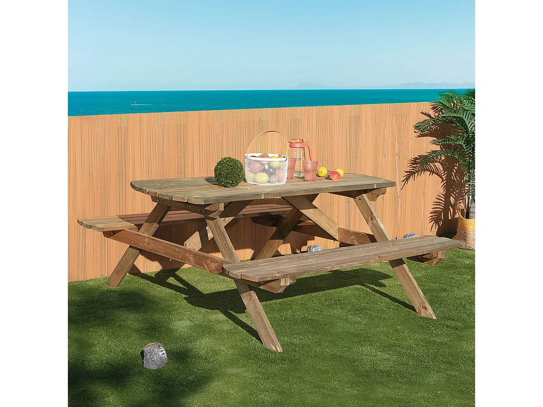 Mesa picnic madera de pino 72x172x159 cm nortene 72X172X159 CM