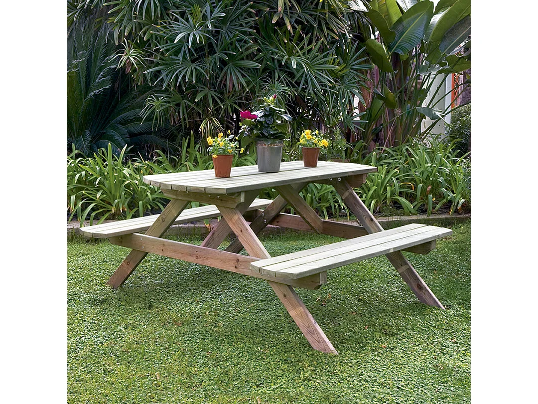 Mesa picnic madera de pino 72x172x159 cm nortene 72X172X159 CM