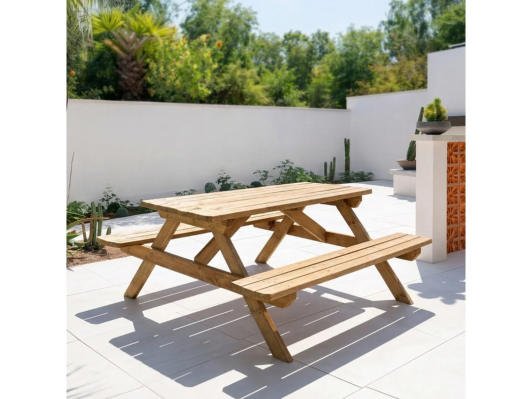Mesa picnic basic madera de pino 72x172x159 cm nortene 72X172X159 CM
