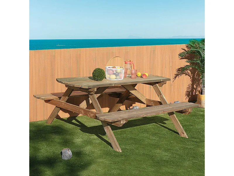 Mesa picnic madera de pino 72x172x159 cm nortene 72X172X159 CM