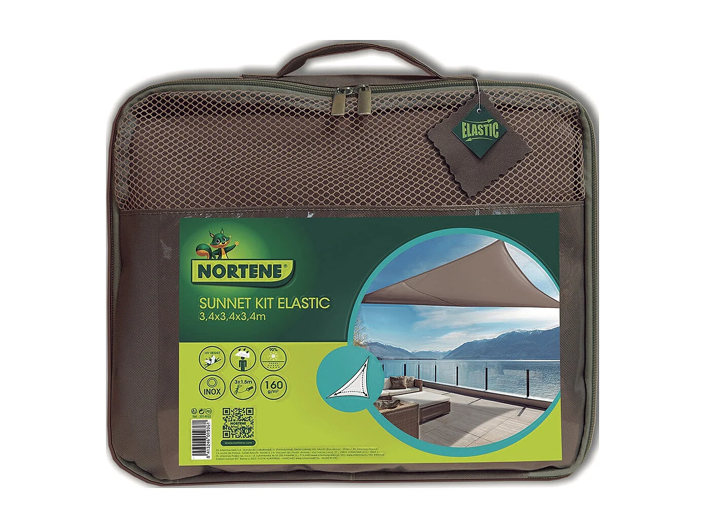 Toldo vela sunnet kit elastic triangular 3,4 x 3,4 x 3,4 m nortene 3.4X3.4M