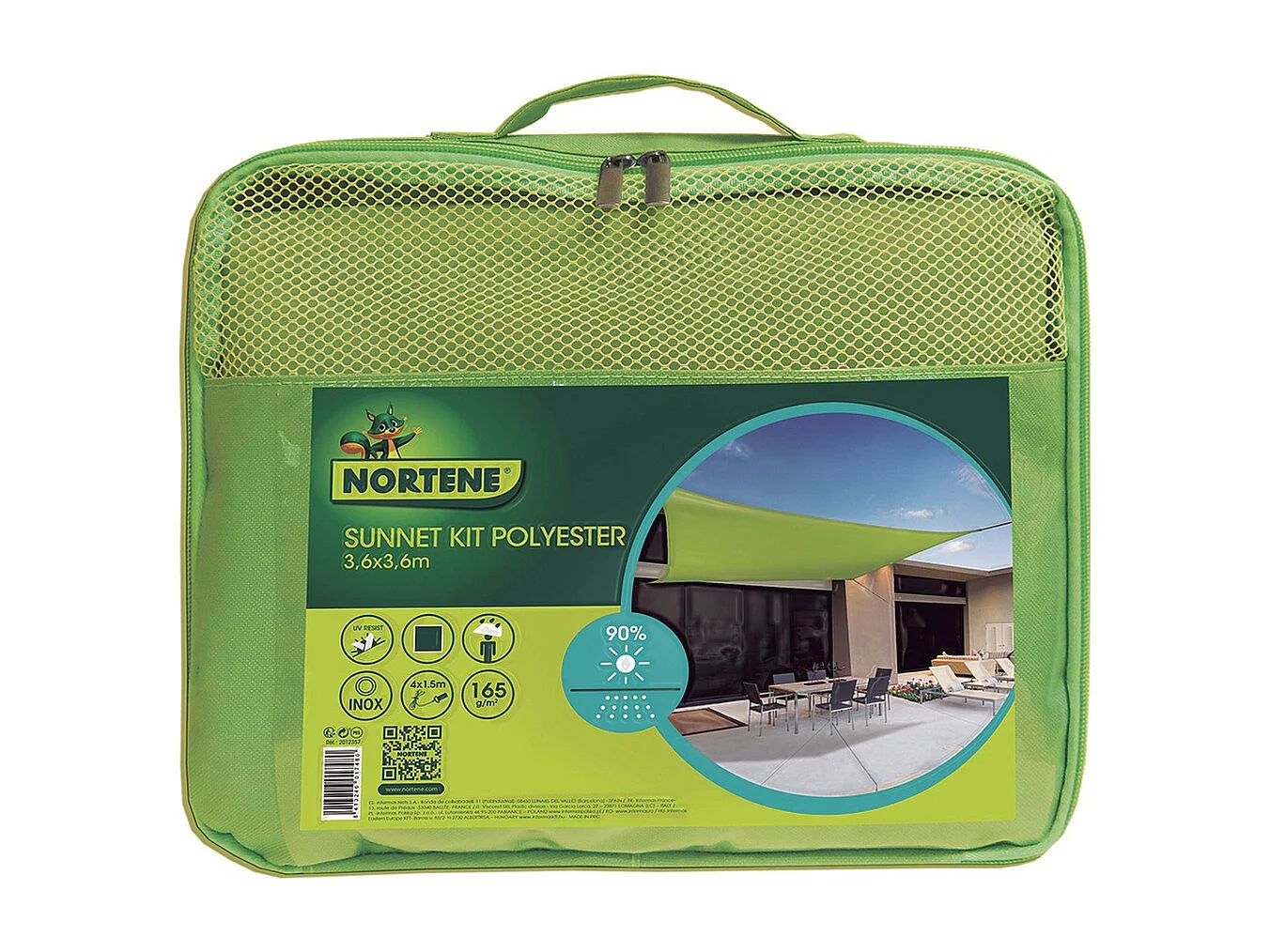 MALLA DE SOMBREO SUNNET CUADRADA 3.6X3.6M VERDE LIMA NORTENE