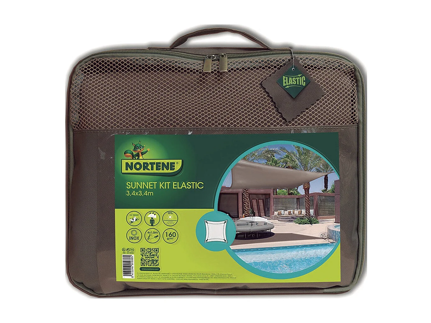 Toldo vela sunnet kit elastic cuadrada 3,4 x 3,4 m nortene 3.4X3.4M