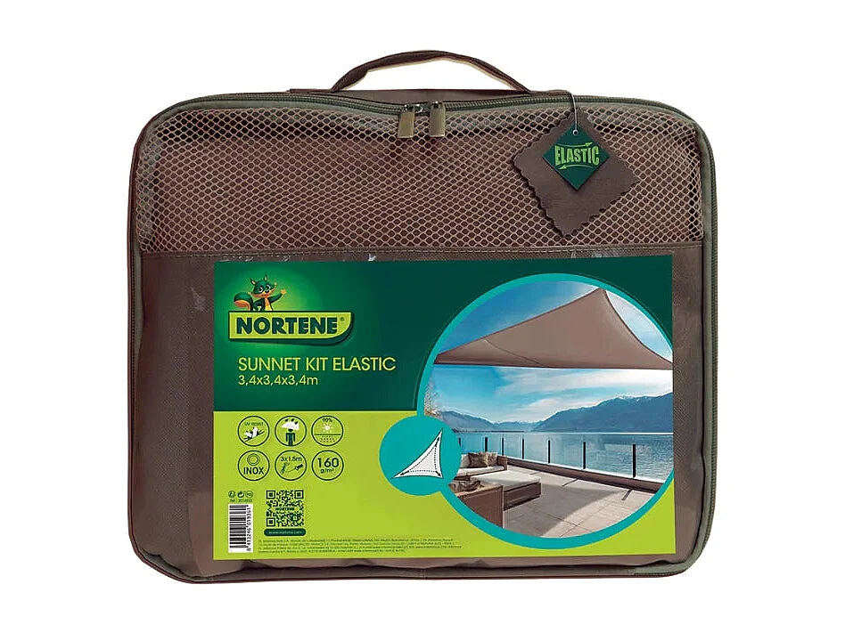 Vela de sombreo sunnet kit elastic triangular 3,6 x 3,6 x 3,6 m nortene 3.6X3.6X3.6M