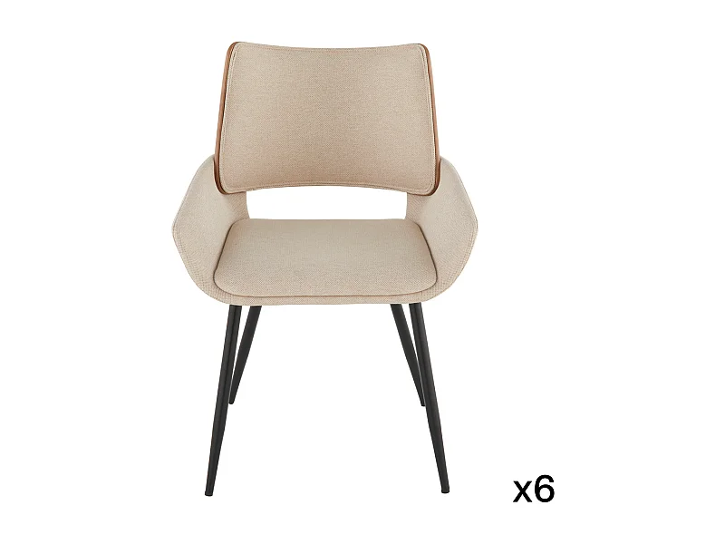 Set van 6 stoelen in beige stof H81 cm - HORTENSE