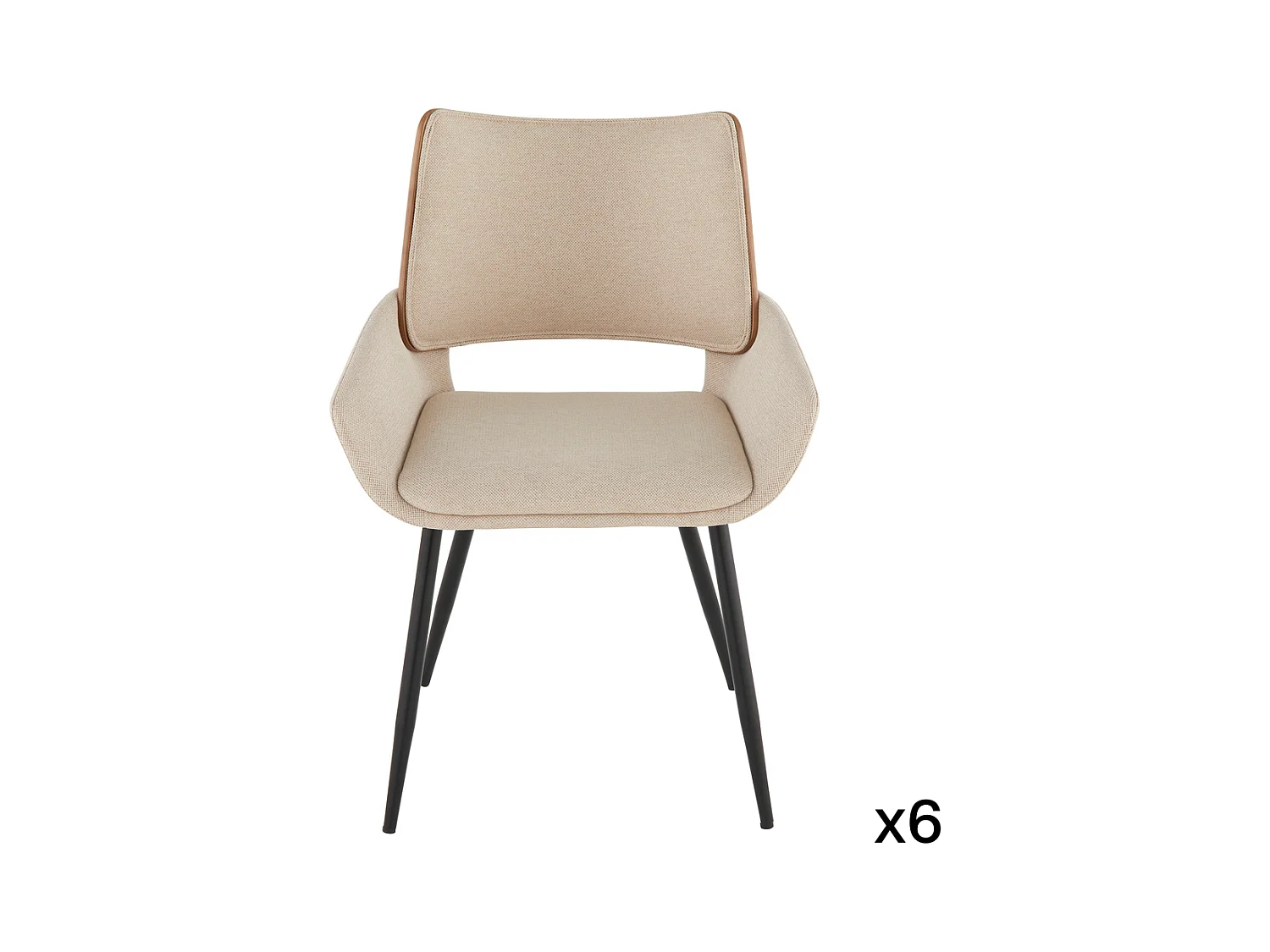 Lot de 6 chaises en tissu beige H81 cm - HORTENSE
