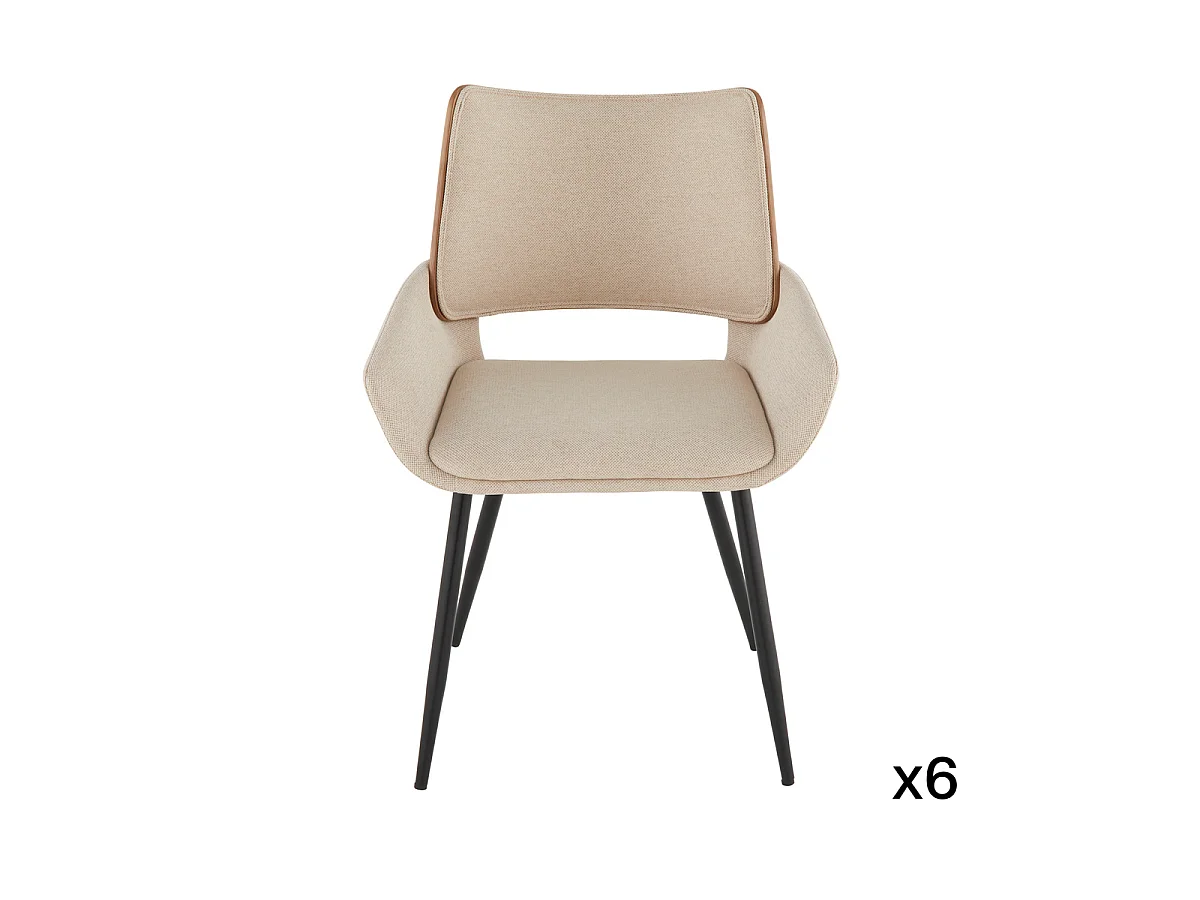 Lot de 6 chaises en tissu beige H81 cm - HORTENSE