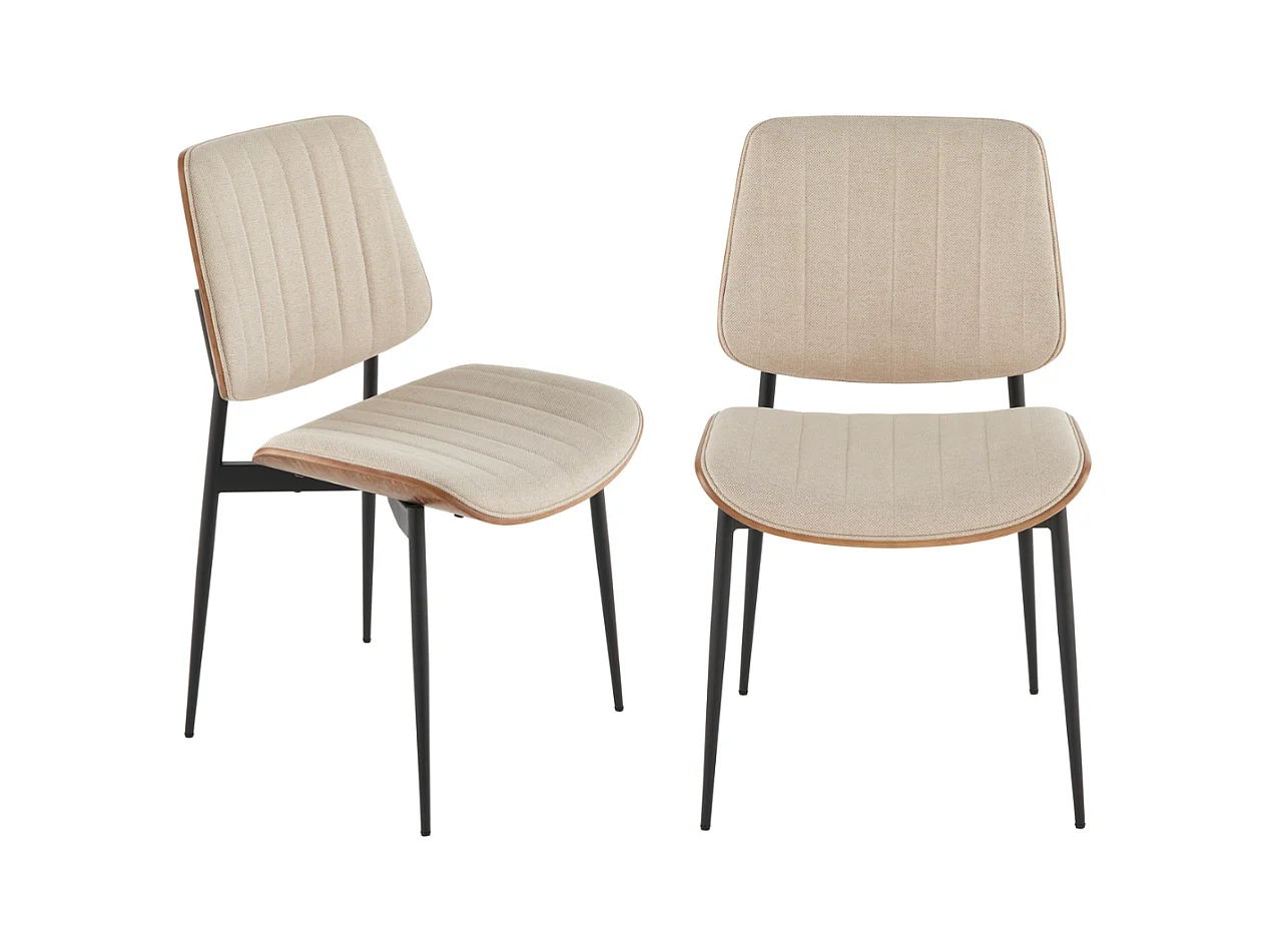 Lot de 2 chaises en tissu beige H81 cm - HORTENSE