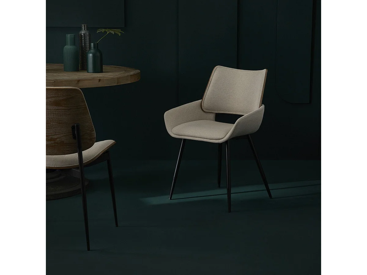 Set mit 2 Stühlen aus beigem Stoff H81 cm - HORTENSE