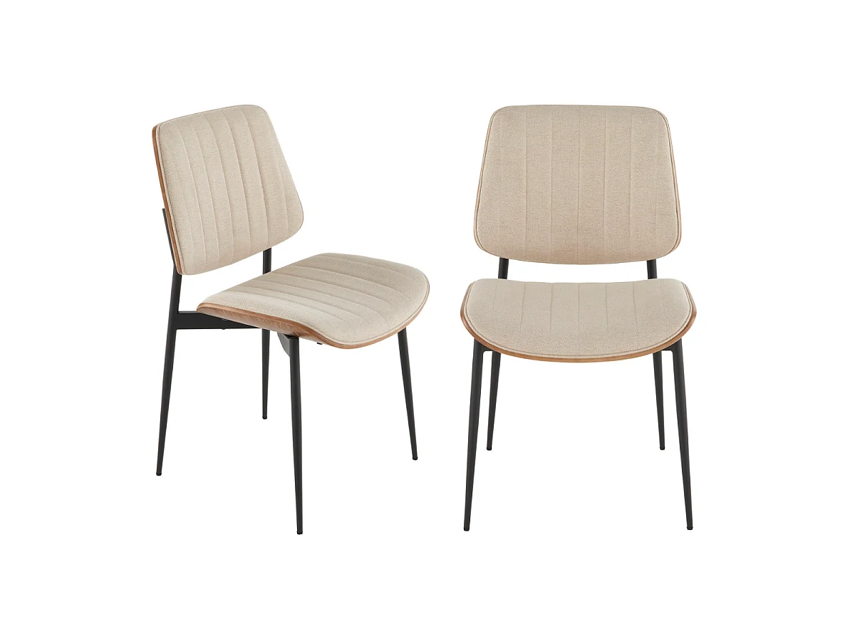 Lot de 2 chaises en tissu beige H81 cm - HORTENSE
