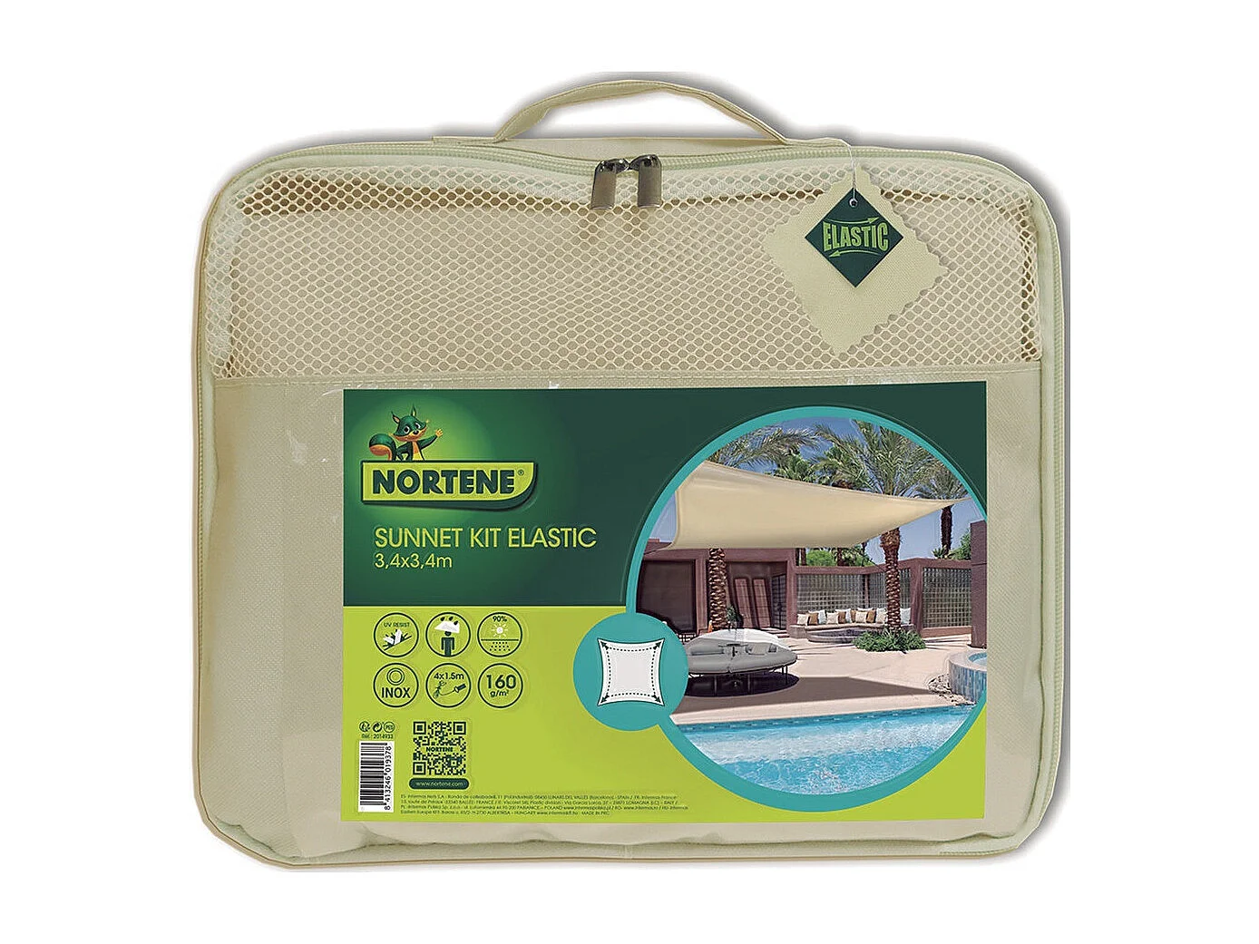 Toldo vela sunnet kit elastic cuadrada 3,4 x 3,4 m nortene 3.4X3.4M