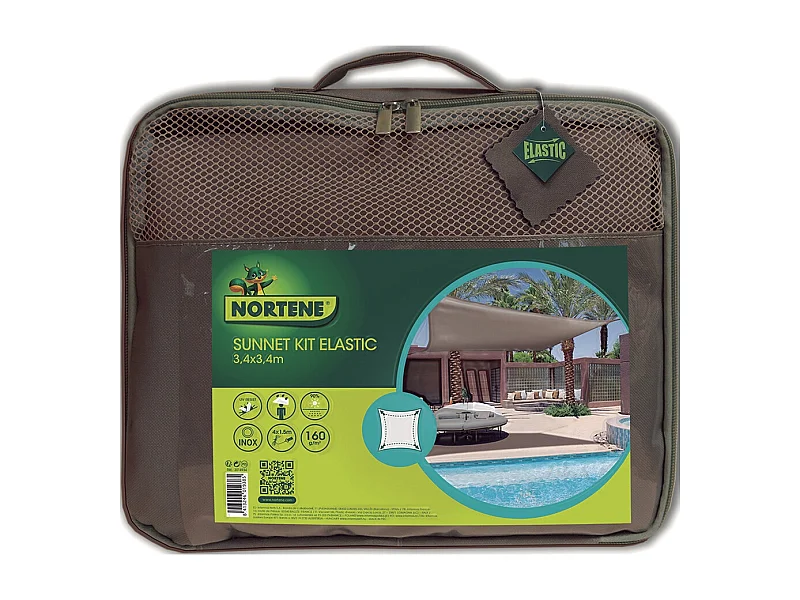 TOLDO VELA SUNNET KIT ELASTIC CUADRADA 3,4 X 3,4 M NORTENE 3.4X3.4M