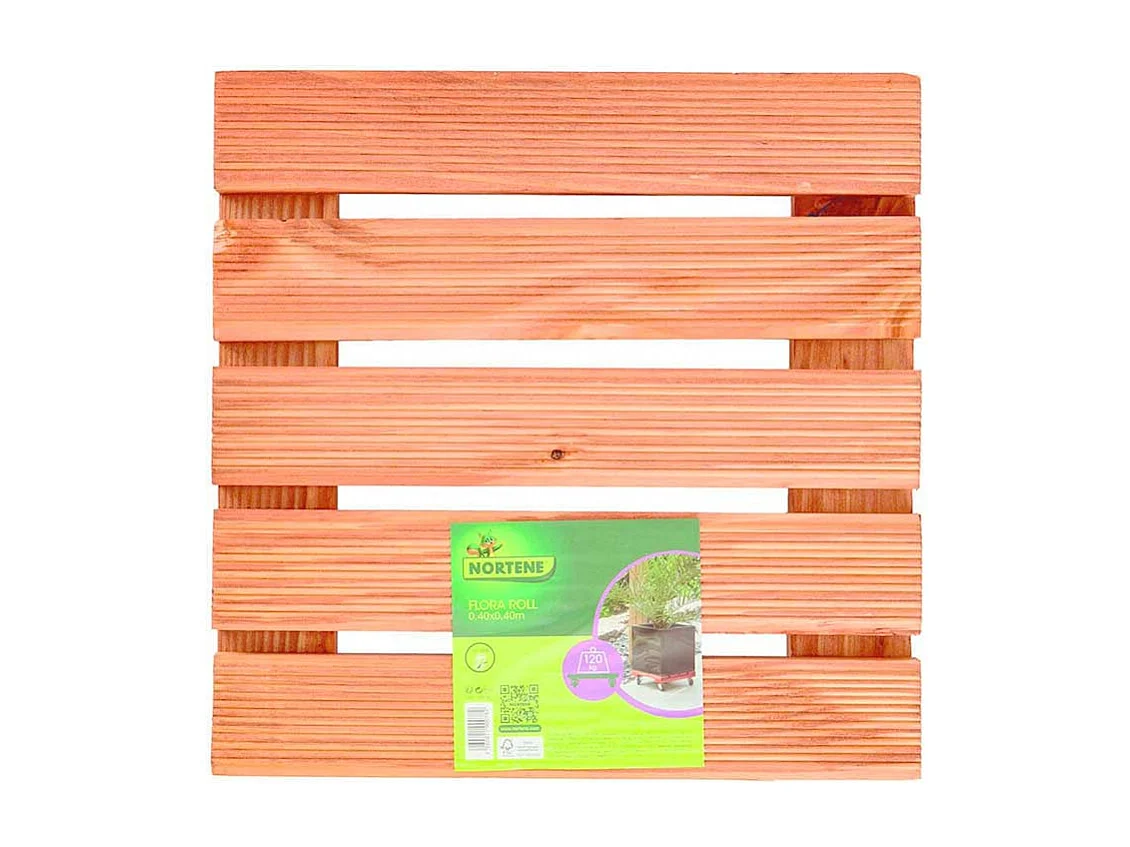 SOPORTE CON RUEDAS MADERA FLORA ROLL NORTENE 40X40 CM
